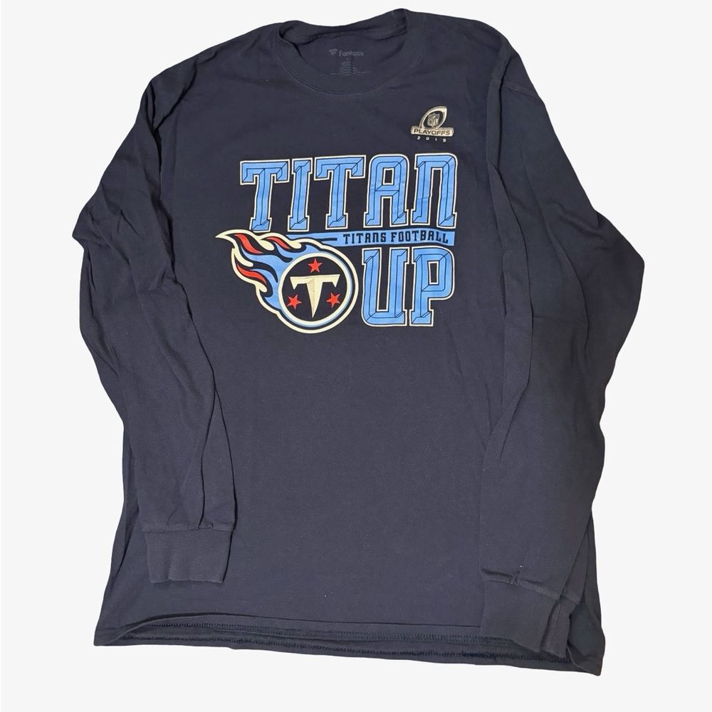 Men’s Large Fanatics Tennessee Titans 2019 Playoffs Long Sleeve Navy Tee